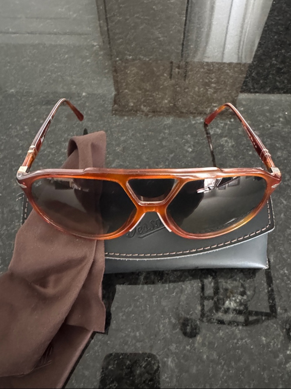 Persol 3217-S Brown Tortoiseshell Sunglasses with Dark Lenses